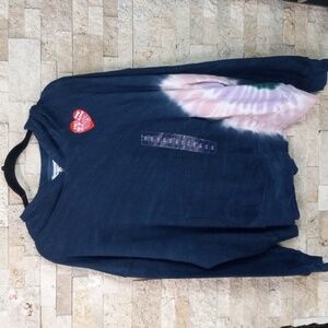 Wildfox Navy Hoodie Kangaroo Pocket Tie Dye Pullover Indigo Blue Size XXL